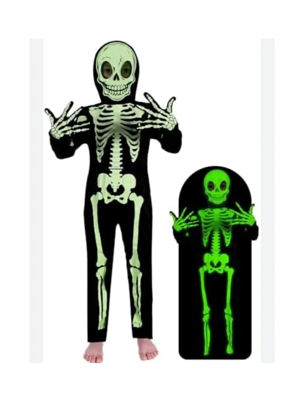 Glow-In-The-Dark kids Skeleton Costume size 5-6Y